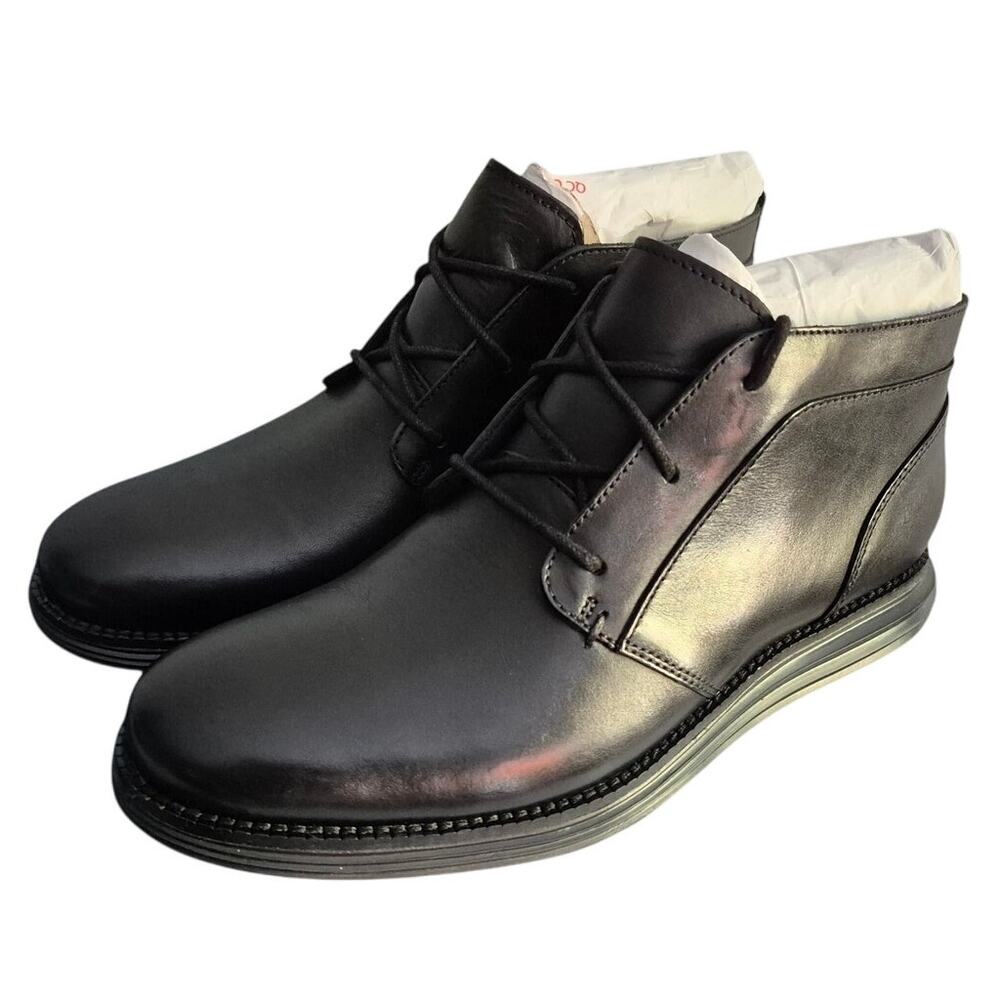 Cole Haan Men Black Leather US 8M Original Grand Chukka Boots C28212